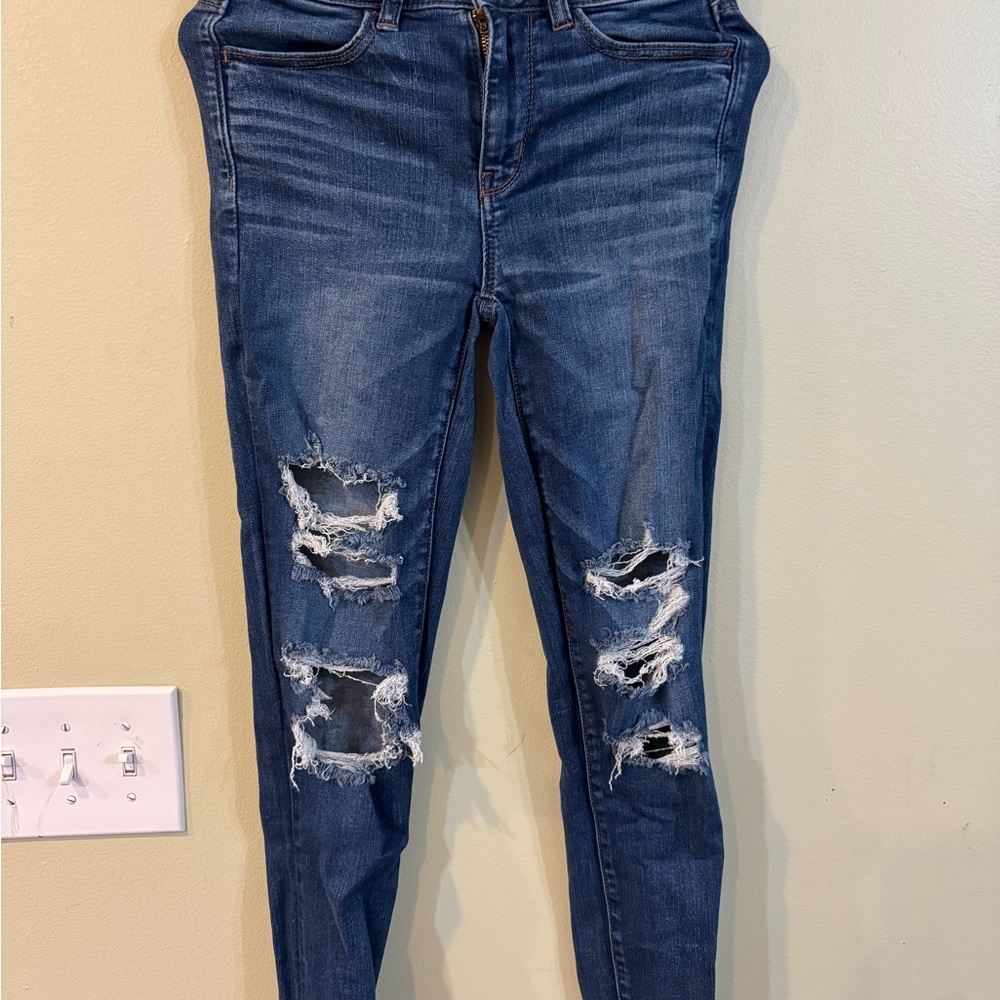 American Eagle Outfitters Ripped Blue Skinny Jeans